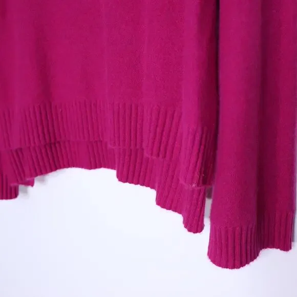 PILCRO Valani Cashmere V Neck Sweater Magenta Hi Low Oversized Women's L - Picture 3 of 11